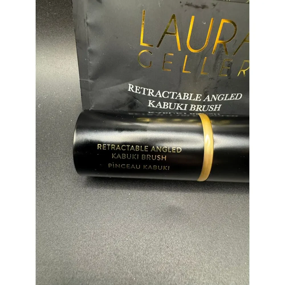 Laura Geller New York Retractable Angled Kabuki Brush Black & Gold New with Box
